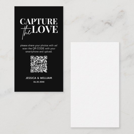 Moderne bruiloft Capture de liefde Qr Code Informatiekaartje (Voorkant / Achterkant)
