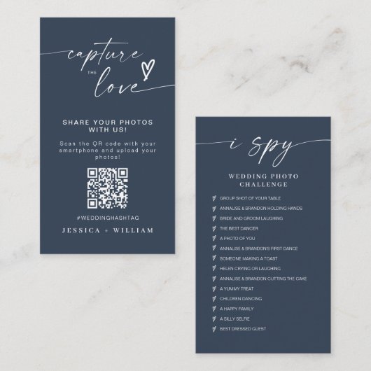 Moderne bruiloft Capture de liefde Qr Code Informatiekaartje (Voorkant / Achterkant)