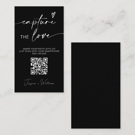 Moderne bruiloft Capture de liefde Qr Code Informatiekaartje (Voorkant / Achterkant)