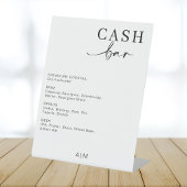 Moderne bruiloft Cash Bar | Bar Drink Menu Sign Reclamebord Met Voetstuk