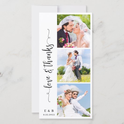 Moderne bruiloft Chic Gepersonaliseerde Monogram 3 Bedankkaart (Voorkant)