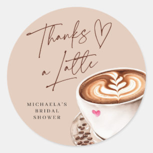 Moderne Bruiloft Coffee Bruidscadeau Bedankt A Lat Ronde Sticker
