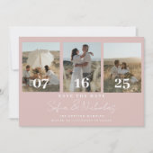 Moderne bruiloft Collage Blush Pink Save The Date (Voorkant)