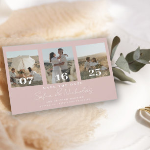 Moderne bruiloft Collage Blush Pink Save The Date