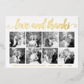 Moderne bruiloft Dank je acht foto-collage Folie Feestdagenkaart (Voorkant)