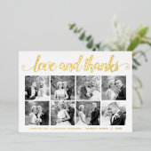 Moderne bruiloft Dank je acht foto-collage Folie Feestdagenkaart (Staand Voorkant)