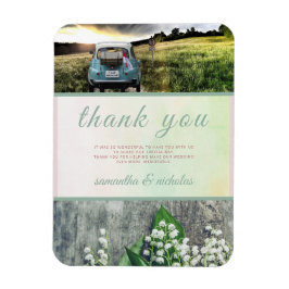 Moderne bruiloft Dank je groene roze foto Magneet