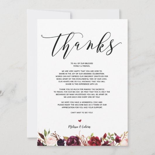Moderne bruiloft Dank je kaart v1 (Voorkant)