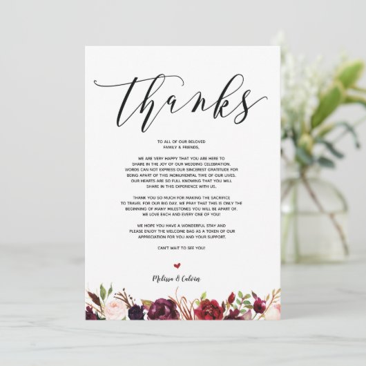 Moderne bruiloft Dank je kaart v1 (Staand voorkant)