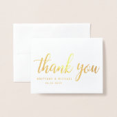 Moderne bruiloft Dank je paar foto's Gold Folie Kaarten (Voorkant met envelop)