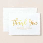 Moderne bruiloft Dank je script Gold Folie Kaarten (Voorkant met envelop)