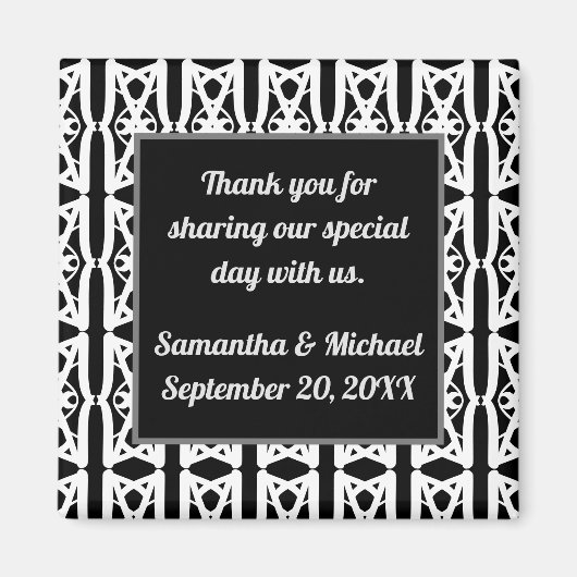 Moderne bruiloft Dank je zwarte waardering Magneet (Voorkant)