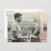 Moderne bruiloft Dank u Briefkaart | hartscript (Voorkant / Achterkant)