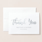 Moderne bruiloft Dank u de Zilver van het Manuscri Folie Kaarten (Voorkant met envelop)