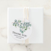 Moderne bruiloft dank u eucalyptus groen bedankjes labels (In situ)