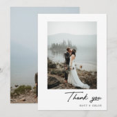 Moderne bruiloft dank u fotokaart feestdagenkaart (Voorkant / Achterkant)