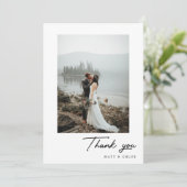 Moderne bruiloft dank u fotokaart feestdagenkaart (Staand voorkant)