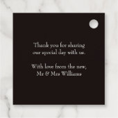 Moderne bruiloft dank u gouden glitter bewerkbaar bedankjes labels (Achterkant)