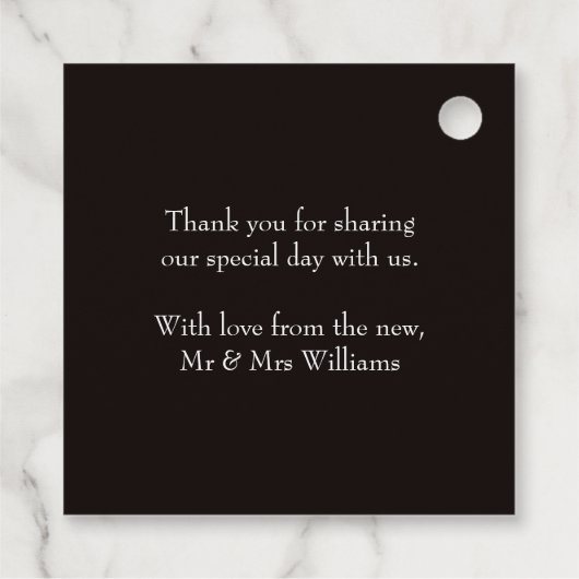 Moderne bruiloft dank u gouden glitter bewerkbaar bedankjes labels (Achterkant)