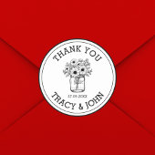 Moderne bruiloft dank u Mason Jar Flowers Custom Ronde Sticker