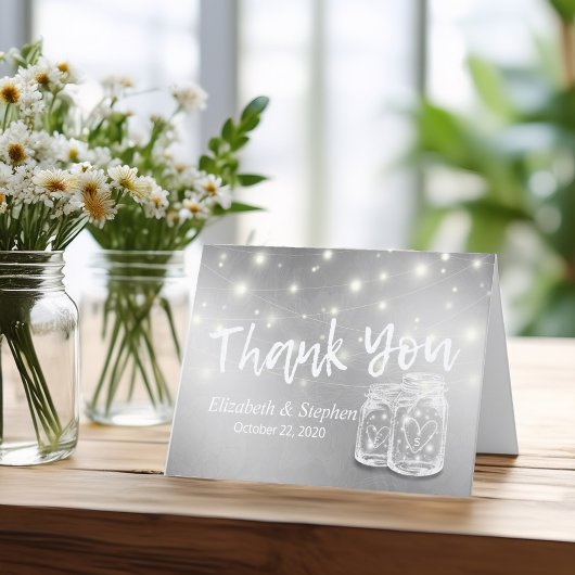 Moderne bruiloft Dank u Mason Jars String Lights Bedankkaart