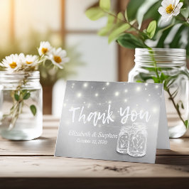 Moderne bruiloft Dank u Mason Jars String Lights Bedankkaart