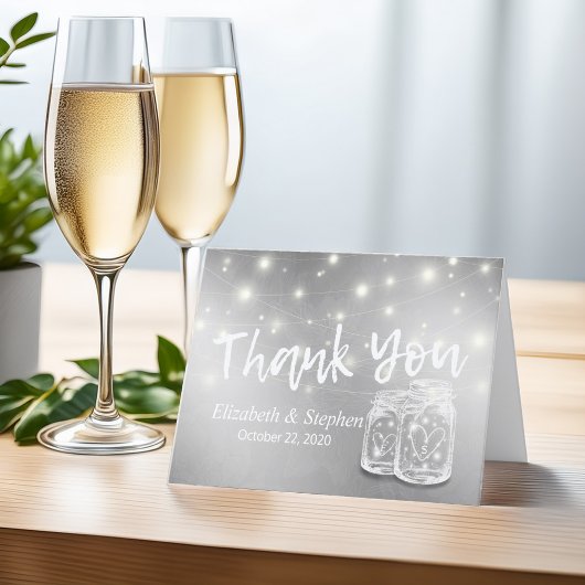 Moderne bruiloft Dank u Mason Jars String Lights Bedankkaart