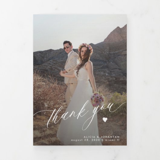Moderne bruiloft dank u multi foto collage kaart (Cover)
