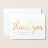 Moderne bruiloft dank u paar foto BT goud Folie Kaarten (Voorkant met envelop)