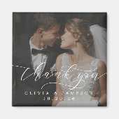 Moderne bruiloft dank u script foto magneet (Voorkant)