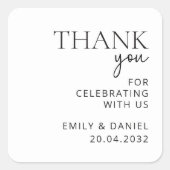 Moderne bruiloft Dank u Sticker (Voorkant)