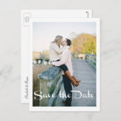 Moderne bruiloft, datum opslaan, foto aankondigingskaart (Voorkant / Achterkant)