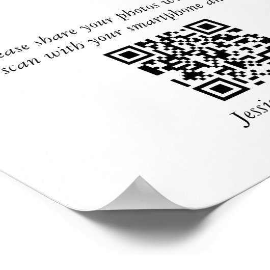 Moderne bruiloft Deel je Shots QR Code Sign Poster (Hoek)