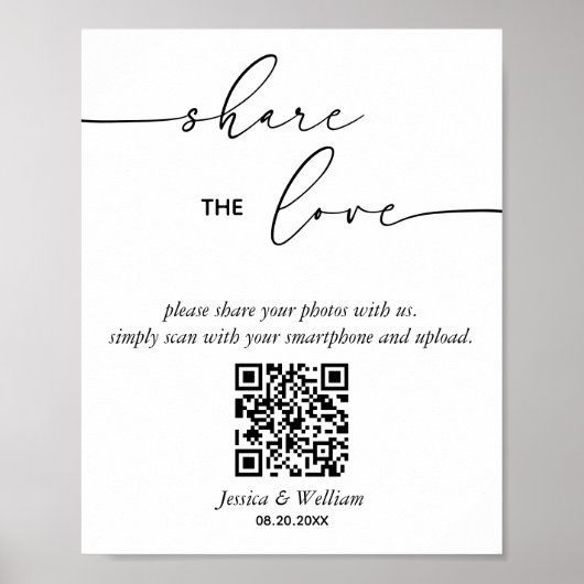 Moderne bruiloft delen de liefde QR code teken Poster (Voorkant)