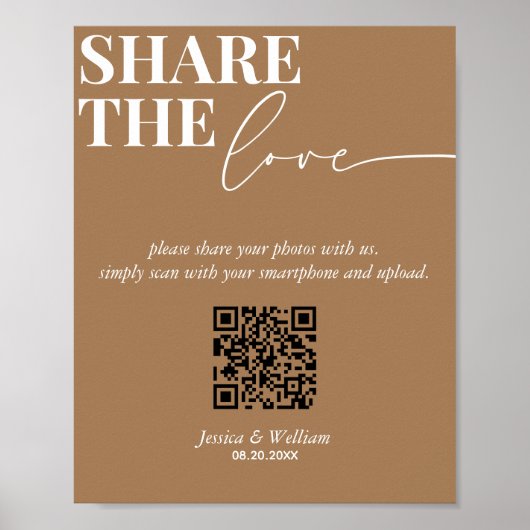 Moderne bruiloft delen de liefde QR code teken Poster (Voorkant)