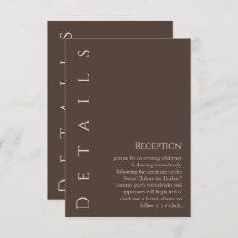 Moderne bruiloft Details-Country Brown Informatiekaartje