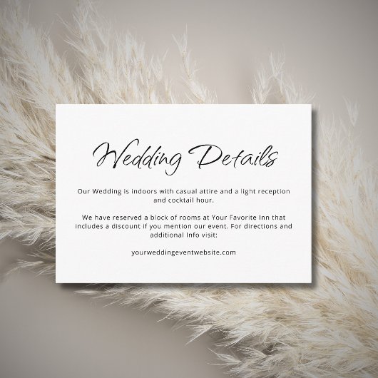 Moderne bruiloft Details Eenvoudige Boho Informatiekaartje