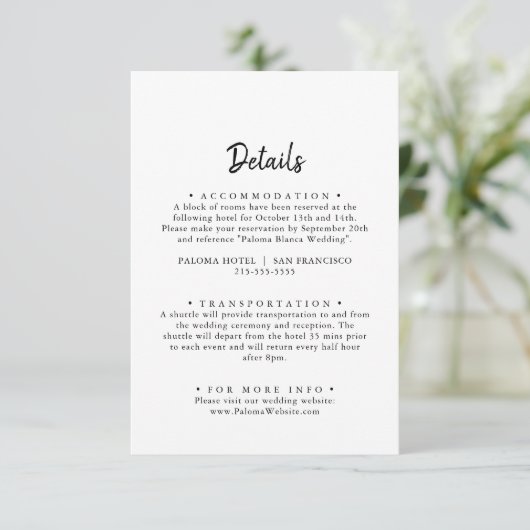 Moderne bruiloft details informatiekaartje (Staand voorkant)