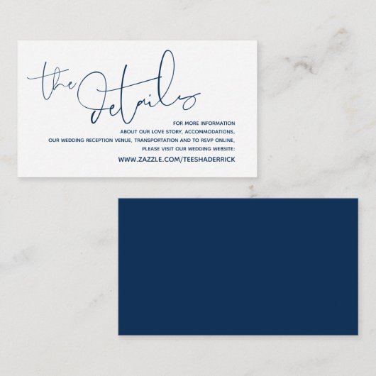 Moderne bruiloft details, online RSVP Enclosure Ka Informatiekaartje (Voorkant / Achterkant)