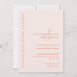 Moderne bruiloft diner repetitie-blush kaart