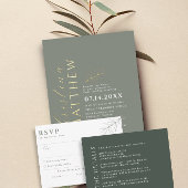 Moderne bruiloft donkergroene details behuizing Ka Informatiekaartje