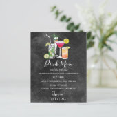 Moderne bruiloft drink menu cocktails illustratie  (Staand voorkant)