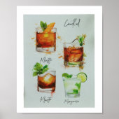 Moderne bruiloft drink menu cocktails illustratie  poster (Voorkant)