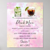Moderne bruiloft drink menu cocktails illustratie  poster (Voorkant)