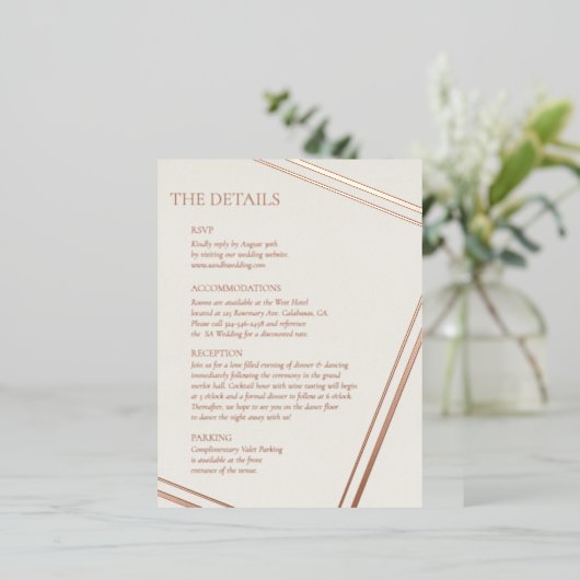 Moderne Bruiloft Echte Folie Details Kaart (Staand Voorkant)