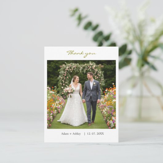 Moderne bruiloft Eenvoudige Aangepaste Foto DIY Da Bedankkaart (Staand voorkant)