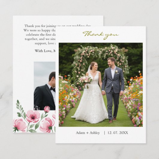 Moderne bruiloft Eenvoudige Aangepaste Foto DIY Da Bedankkaart (Voorkant / Achterkant)