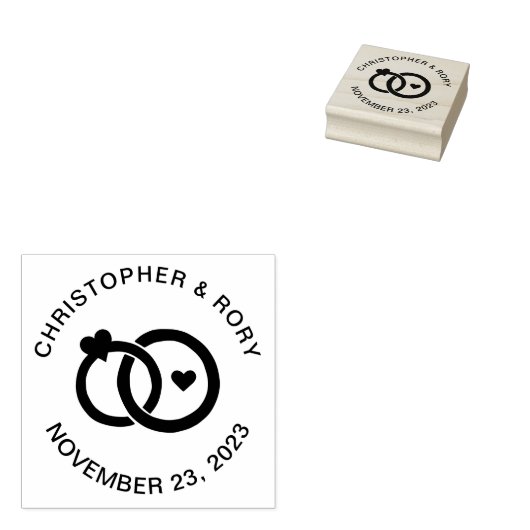 Moderne bruiloft Eenvoudige aangepaste paar Rubberstempel (Gestempeld)