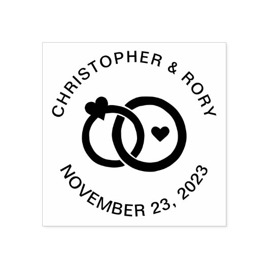 Moderne bruiloft Eenvoudige aangepaste paar Rubberstempel (Afrduk)