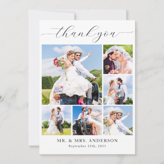 Moderne bruiloft Eenvoudige Gepersonaliseerde Foto Bedankkaart (Voorkant)